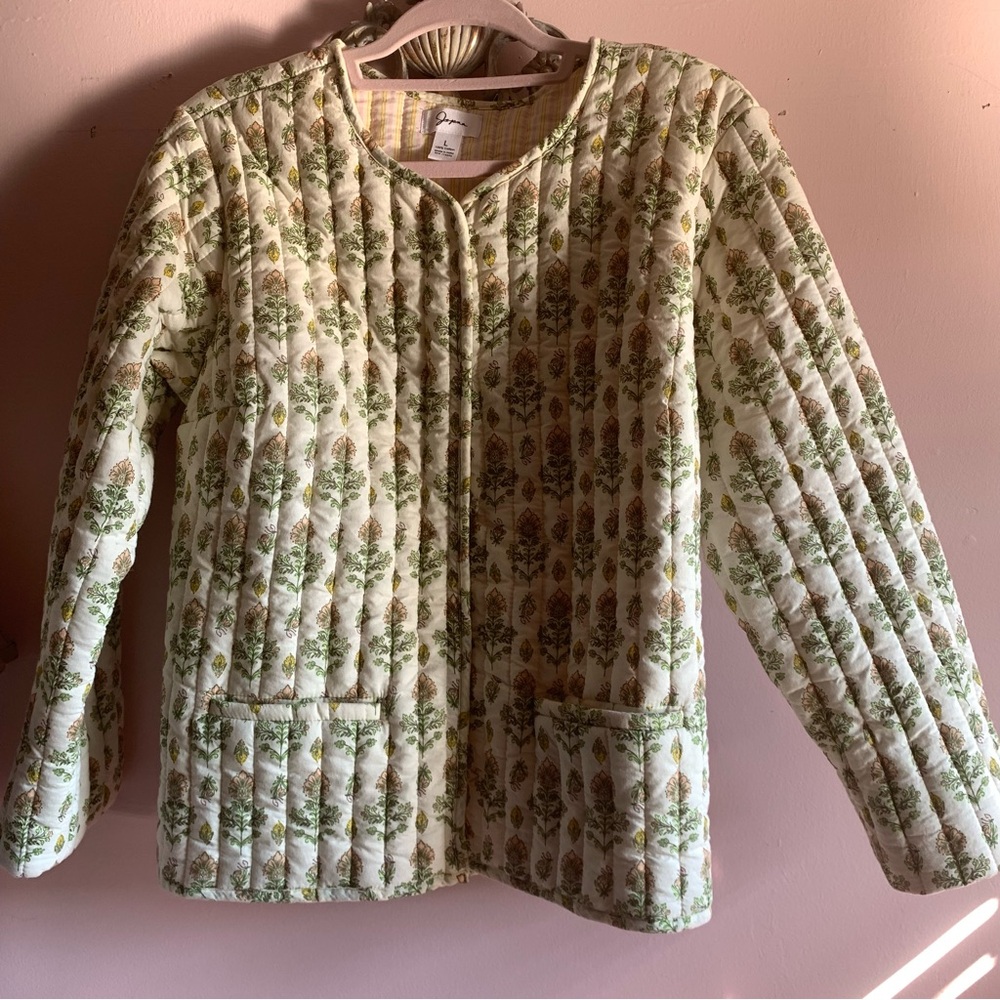 JAPNA Green Floral Quilted Puffer Jacket NWOT